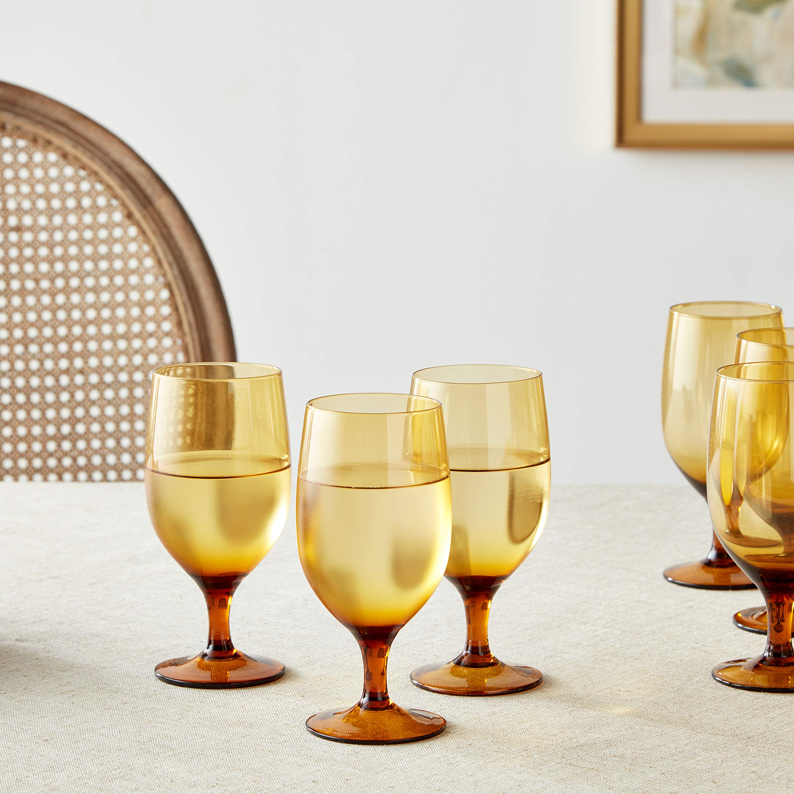 Premium D&V Glass Gala Collection 15oz Amber Goblets - Set of 12 Elegant Beverage Glasses for Wine, Cocktails & Formal Dining - Perfect for Weddings, Parties & Holiday Entertaining