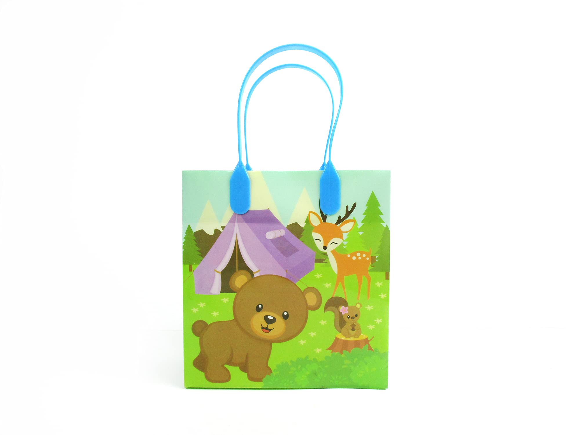 TINYMILLS Camping Party Favor Bags with Handles - 12 Pack Reusable Goodie Bags for Birthday Parties, Baby Showers & Outdoor Events - Perfect for Camping Themes, School Treats & Party Favors