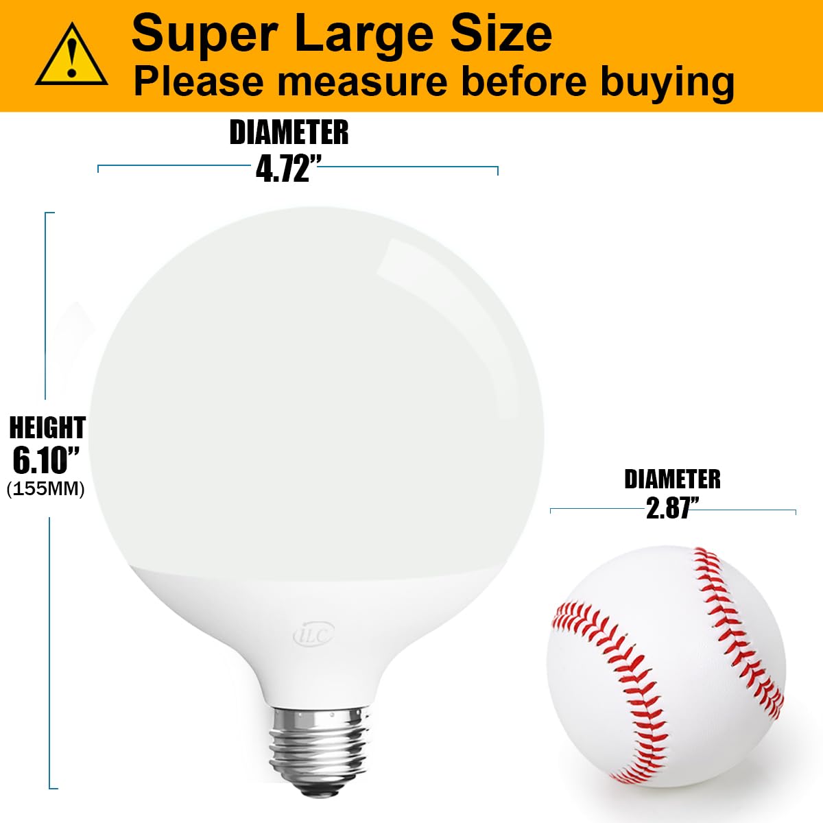 ILC G120 LED Large Globe Light Bulbs 15W (2 Pack) - Alexa Compatible, 150W Equivalent, 2700K-6000K Adjustable Color Temperature, E26 Base, CRI>95+ - Perfect for Living Room, Bedroom, or Smart Home Lighting