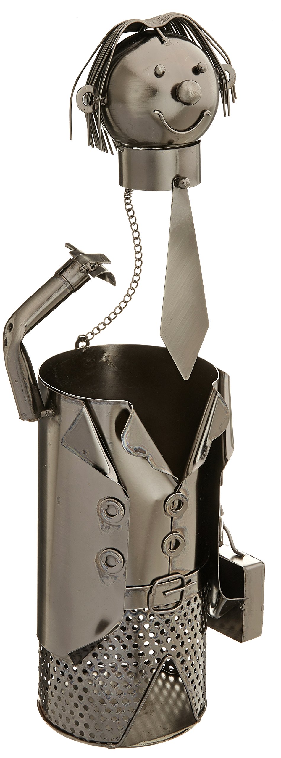 Premium Stainless Steel Wine Bottle Holder for Business Gifts - Elegant Charcoal Finish - Perfect for Office Decor, Corporate Events & Home Bar Accessories