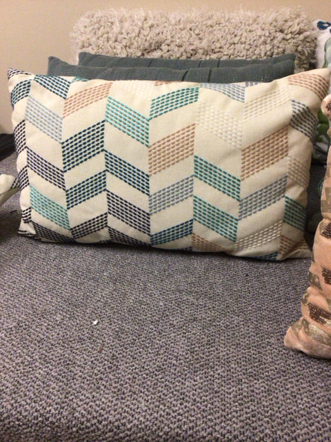 Pier 1 Cream Embroidered Lumbar Pillow - Decorative Throw Pillow for Sofa, Bed & Home Decor - Perfect for Living Room, Bedroom & Nursery Accents