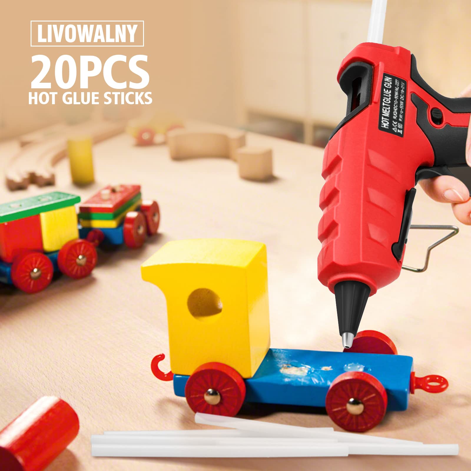 LIVOWALNY Mini Hot Glue Gun Sticks - 20 Pack 5.9