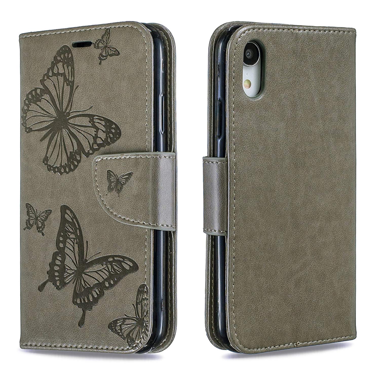 Premium PU Leather Magnetic Flip Case for iPhone XR - Shockproof Wallet Cover with Credit Card Slots, Wrist Strap & Kickstand | Perfect for Work, Travel & Everyday Protection