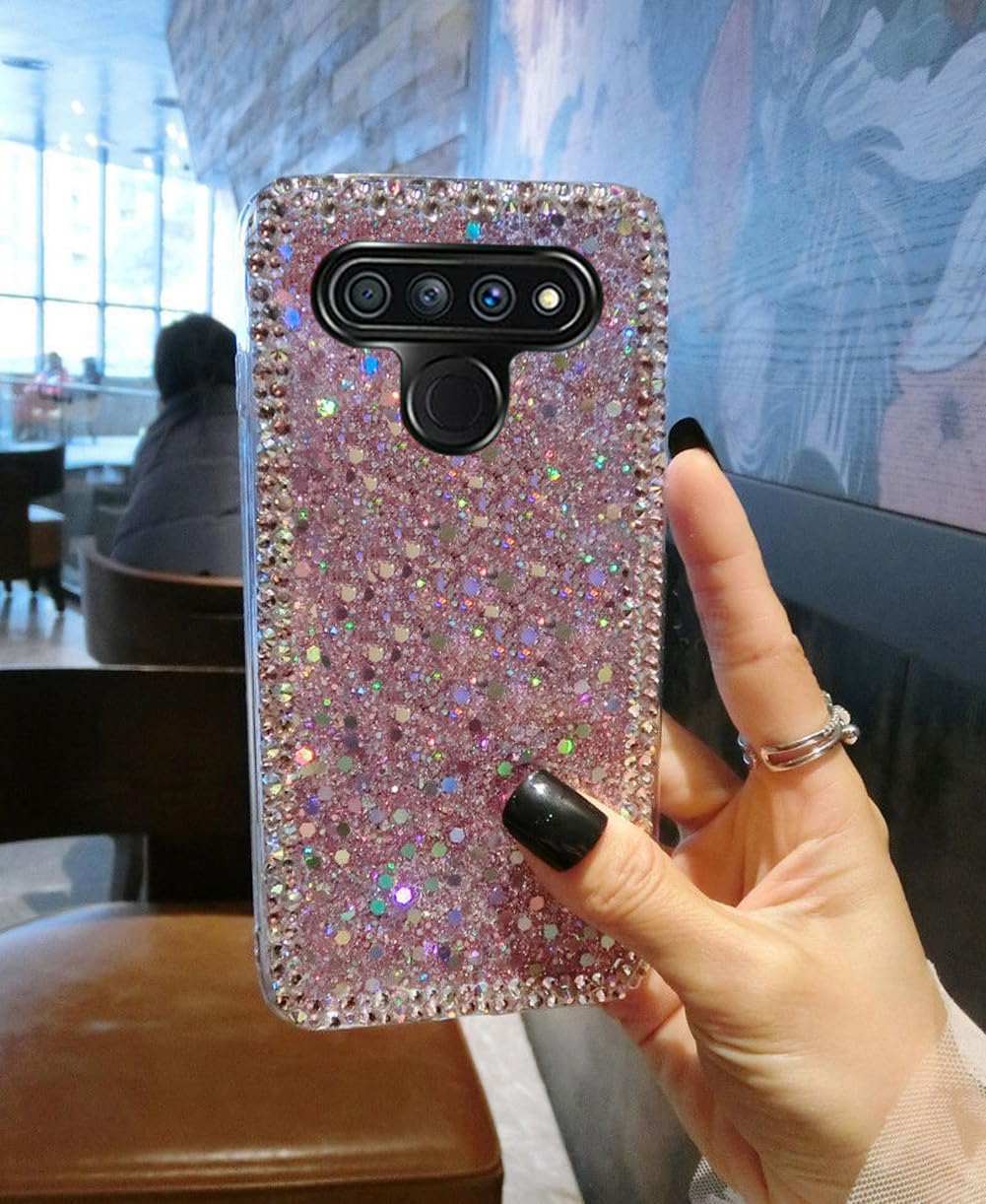 Sparkly Pink Glitter Case for LG Stylo 6 - Cute Bling Shockproof Protective Cover with Anti-Scratch Soft TPU | Perfect Gift for Women & Girls | Ideal for Everyday Use, Work, School & Travel