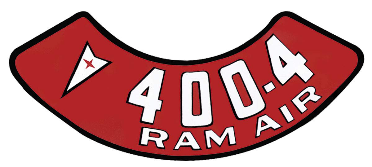 OER Air Cleaner Decal 400-4V Ram Air for 1959-1977 Pontiac GTO, Catalina & Firebird - Classic Car Restoration & Muscle Car Engine Upgrade Accessory