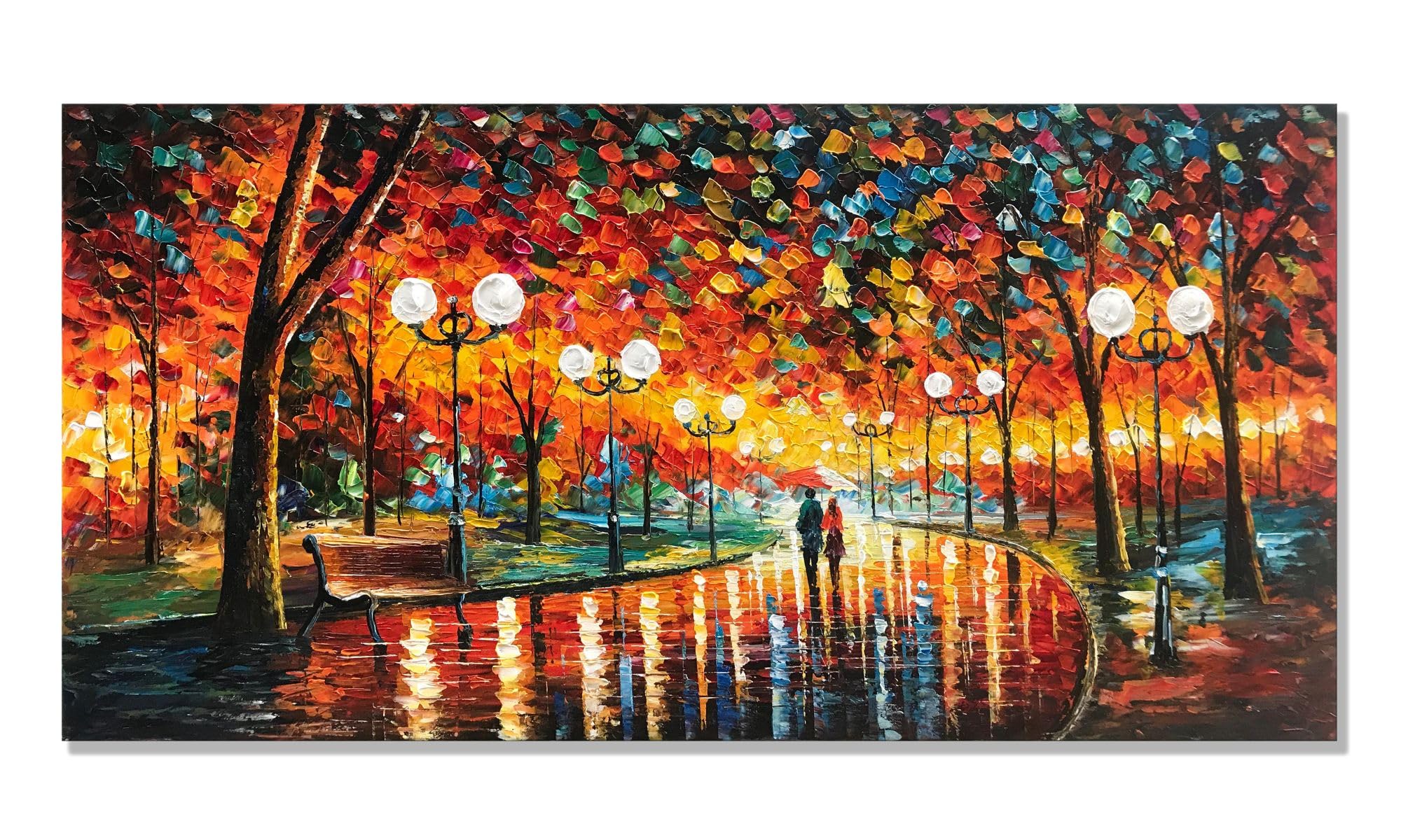 Alenoss Modern Oil Paintings on Canvas - Large 24x48 Inch Abstract Wall Art, Romantic Contemporary Artwork, Colorful Home Decor for Living Room, Bathroom & Bedroom - Perfect for Modern Interior Design & Gift Giving