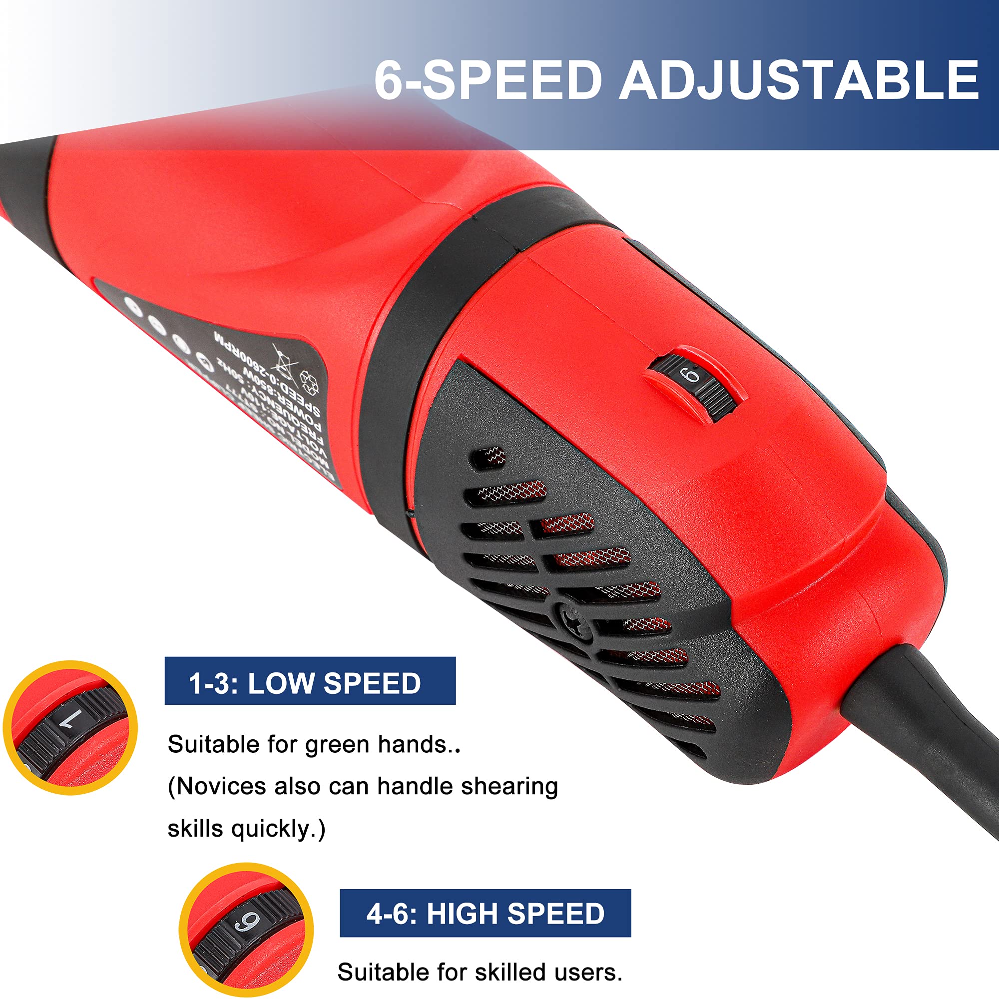 Professional 500W Electric Sheep Shears - Heavy Duty Grooming Clippers for Long Hair & Fur Trimming (9