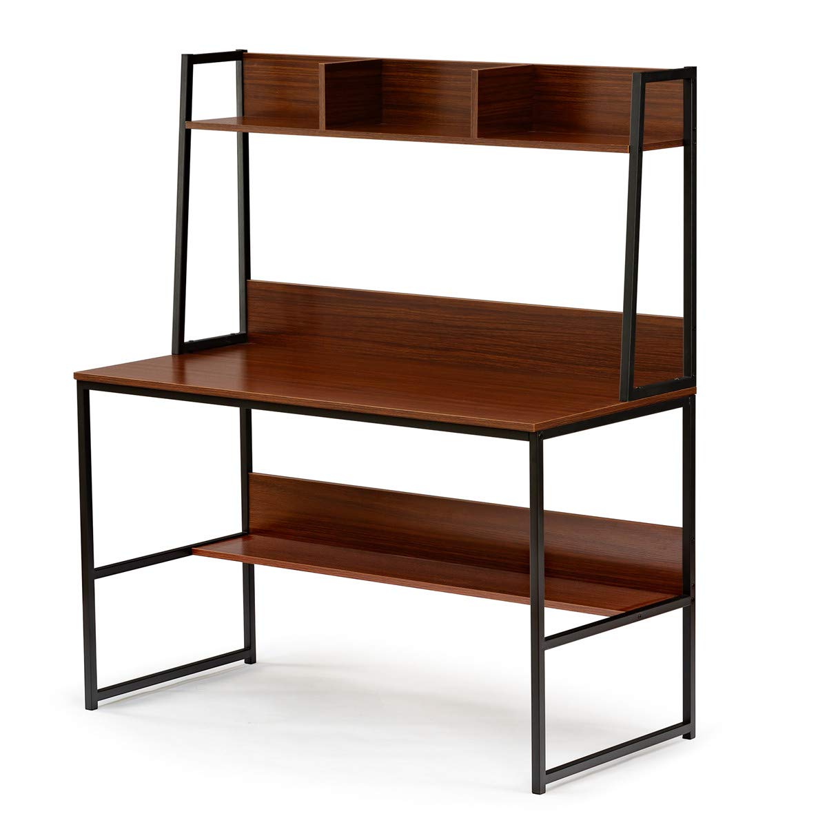 47 Inch Computer Desk with Bookshelf - Sturdy Home Office Desk for PC & Laptop, Space Saving Workstation for Small Spaces | Perfect for Remote Work & Study
