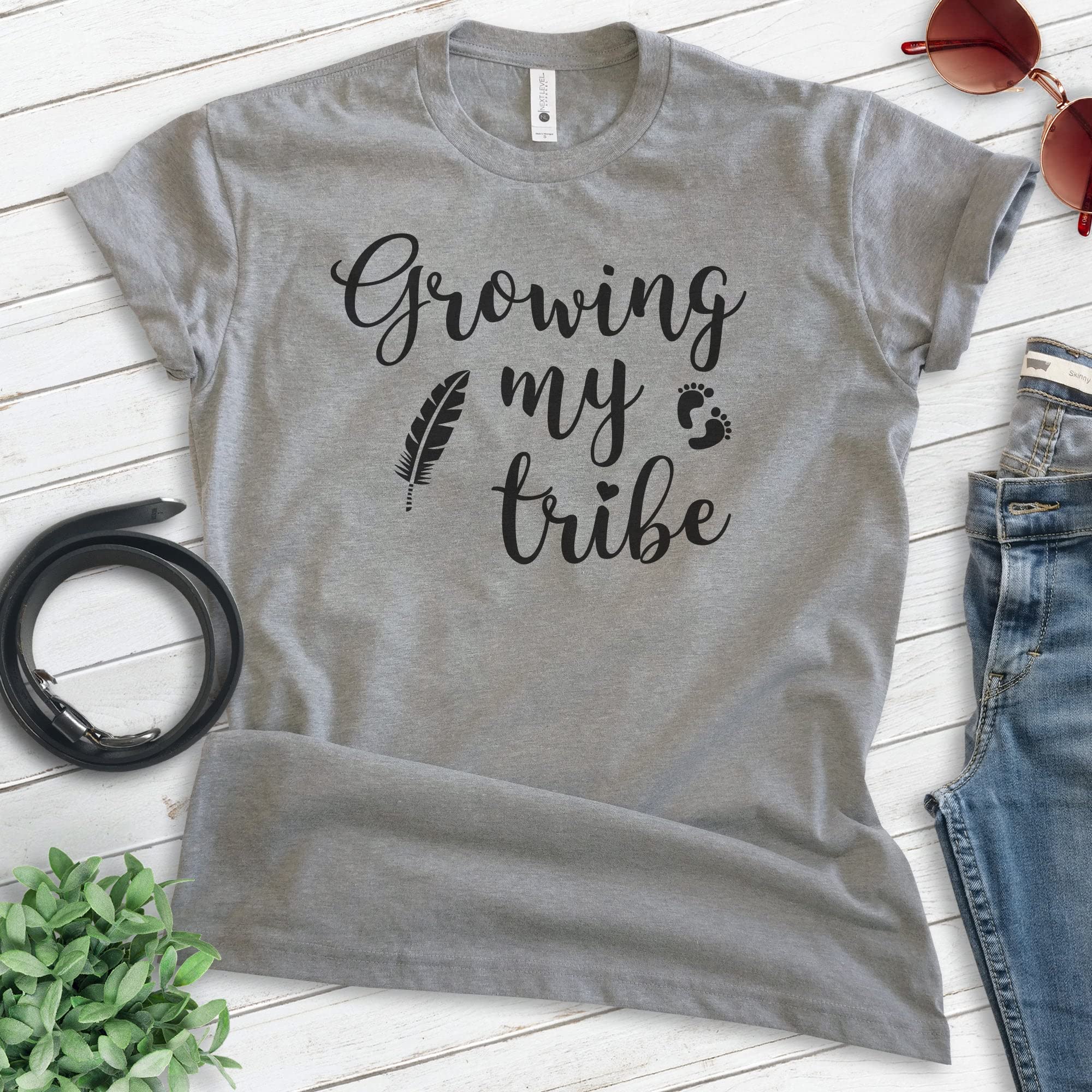 EVERTREE CLOTHING Growing My Tribe T-Shirt - Unisex Comfort Fit Cotton Tee for Pregnancy Announcement & New Moms | Perfect for Baby Reveal, Maternity Photos & Family Bonding