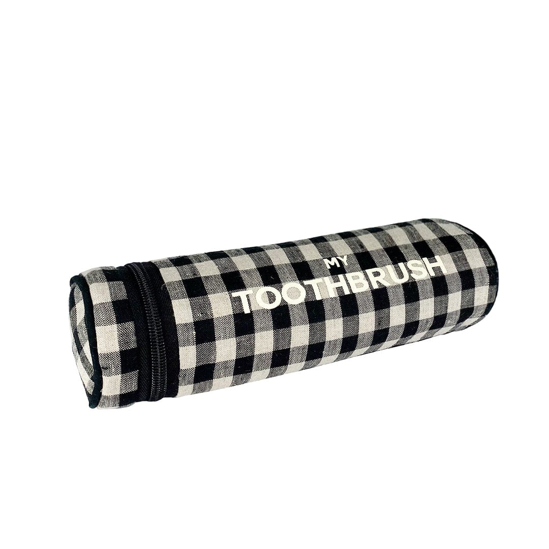 Waterproof Travel Toothbrush Case with Gingham Pattern - Compact & Hygienic for On-the-Go Oral Care - Perfect for Camping, Gym, and Business Trips