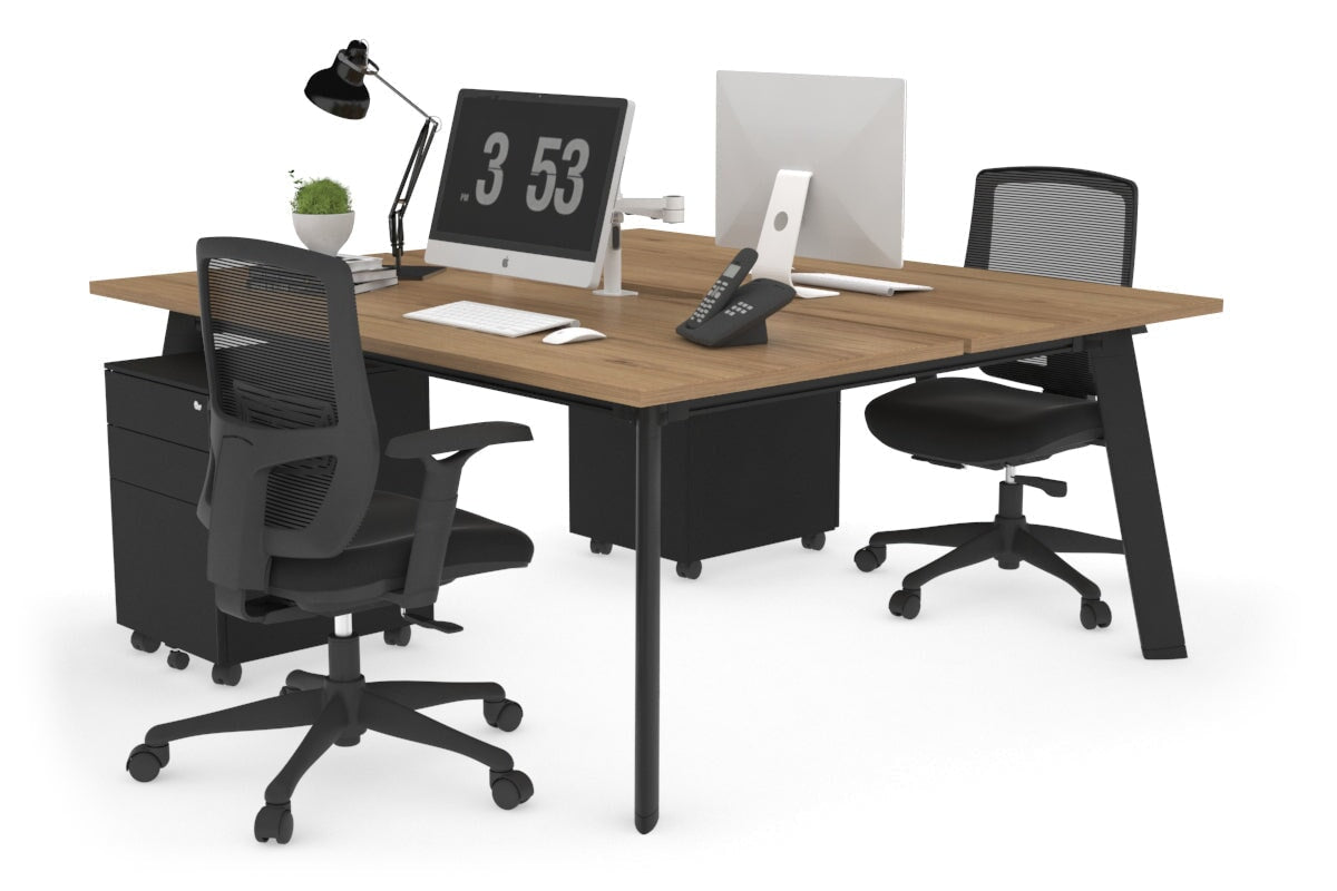 2 Person Workstation with Black Frame - 1200L x 800W Office Desk with Cable Management | Perfect for Home Office, Coworking Spaces & Small Business Teams