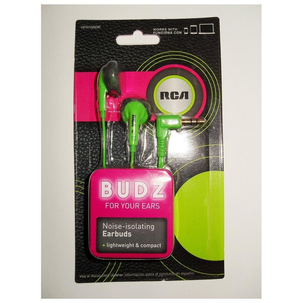 RCA BUDZ HP57GRDR Noise-Isolating Wireless Earbuds with Mic - Green | High-Quality Sound for Gym, Running & Commuting