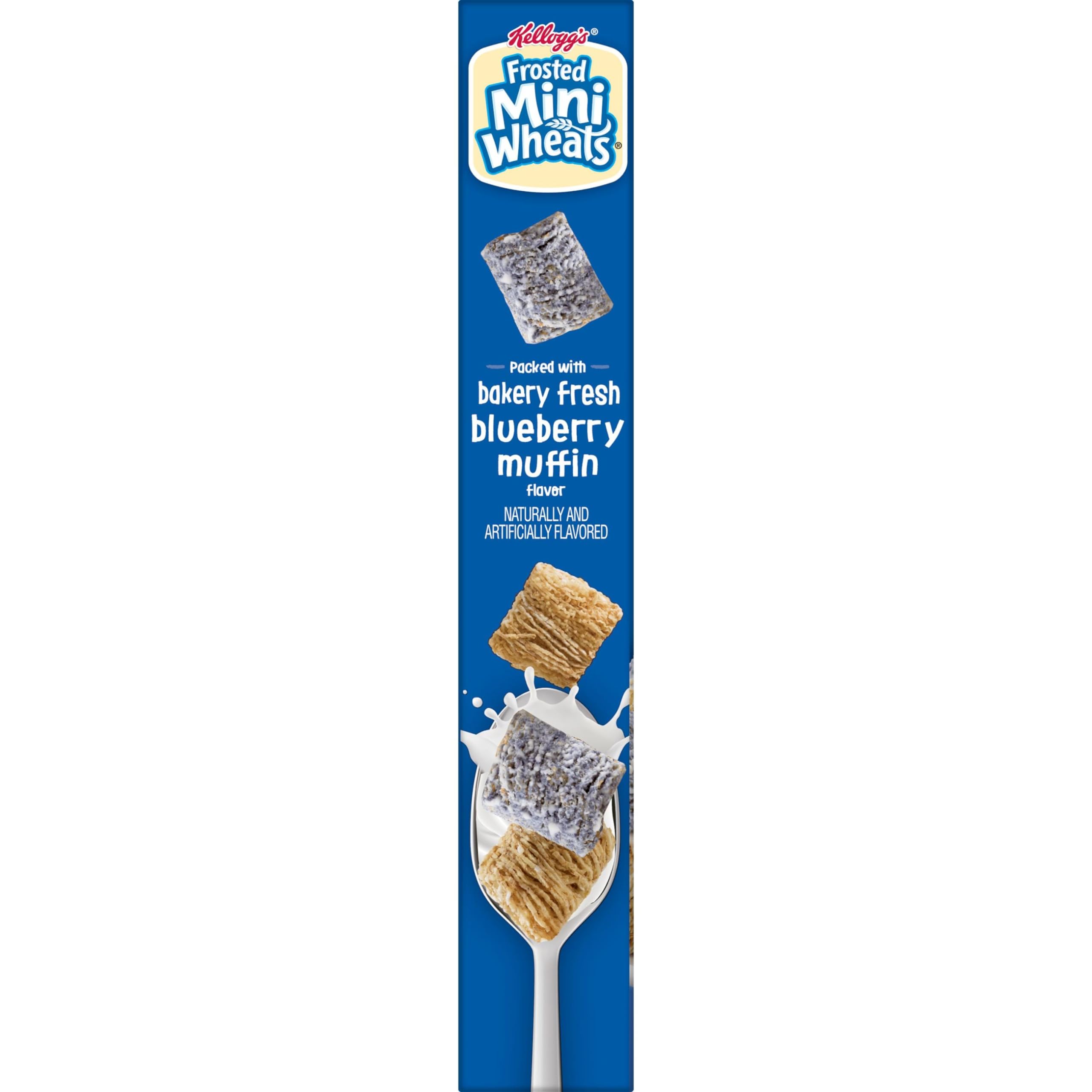 Kellogg's Frosted Mini Wheats Blueberry Muffin Breakfast Cereal - High Fiber Whole Grain Cereal for Kids & Adults - 14.3oz Box - Perfect for School Lunches, Office Snacks & Family Breakfast