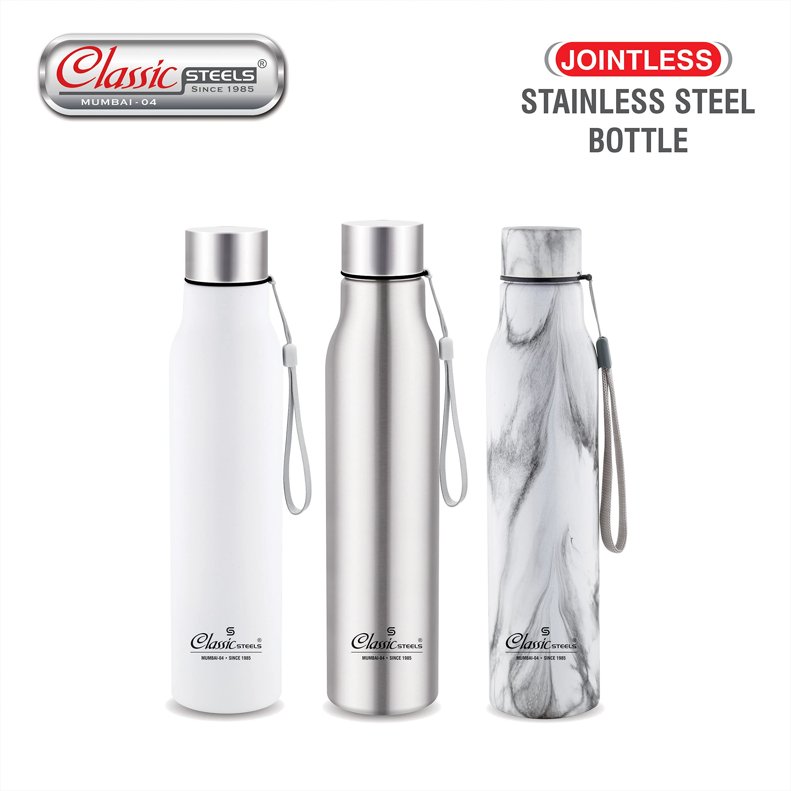 Classic Steels Easy Jinnie 750ml Leak Proof Stainless Steel Water Bottle - Single Wall, Matte Finish | Perfect for Gym, Office, Hiking, Travel & Home Use | BPA Free & Durable for Daily Hydration