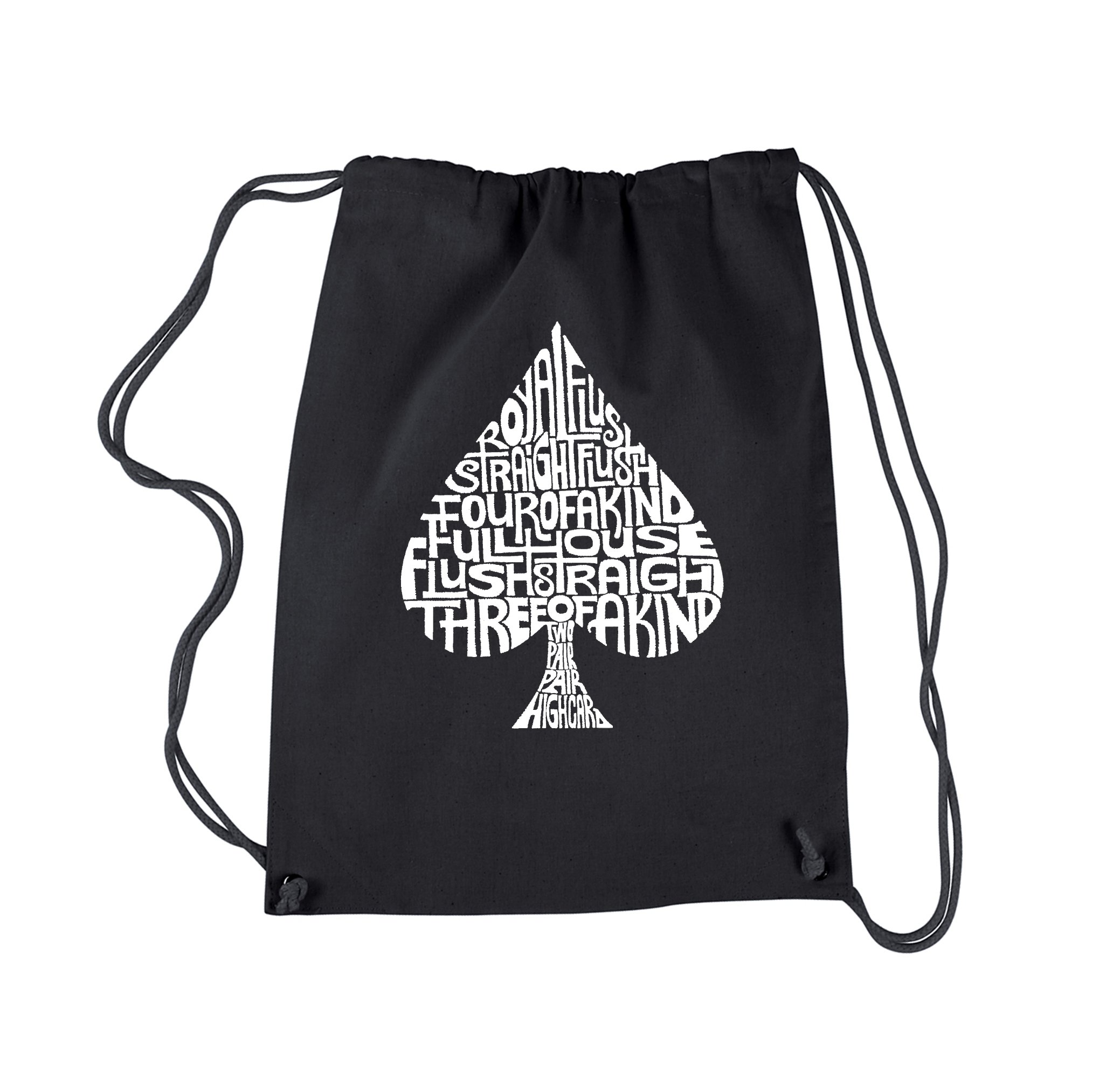 LA POP ART Drawstring Backpack with Winning Poker Hands Design - Lightweight & Durable for School, Travel & Casino Nights