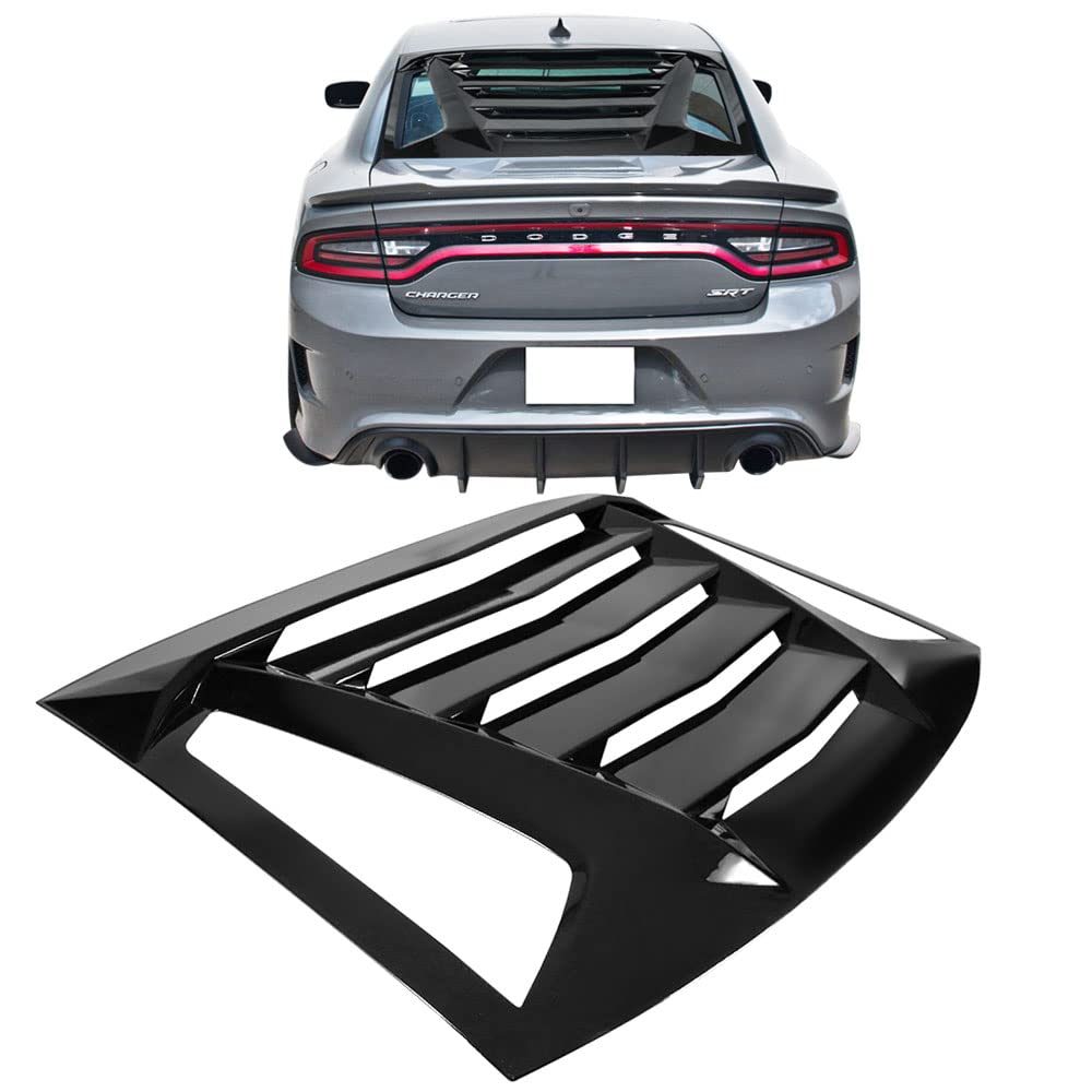 FREEMOTOR802 Rear Window Louver for 2011-2023 Dodge Charger | IKON V2 Style Gloss Black ABS Sun Shade & Rain Guard | Perfect for Car Shows, Street Racing & Summer Sun Protection