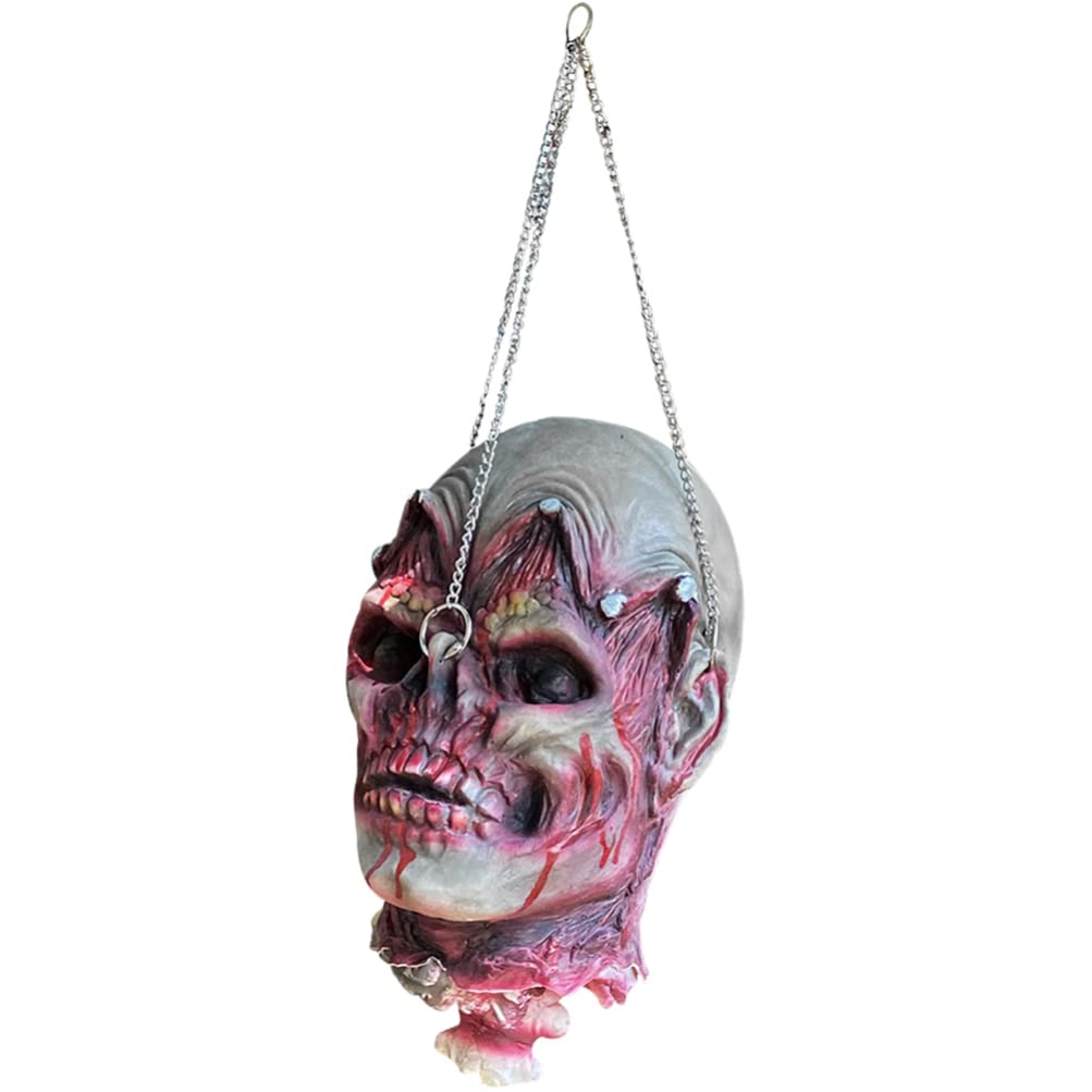Realistic Hanging Severed Head Prop with Wig - Scary Halloween Decoration for Haunted Houses, Parties & Bars | Spooky Home & Event Decor