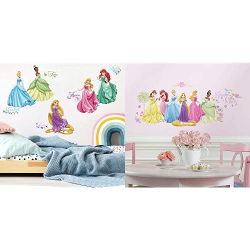 Disney Princess Royal Debut & Glow Peel and Stick Wall Decals - Removable Nursery Decor for Girls' Bedroom, Kids Room, Playroom & Dorm (Set of 24)