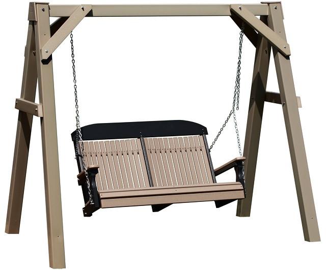 LuxCraft A-Frame Vinyl Swing Stand - Heavy Duty Outdoor Swing Set for Backyard, Garden, and Patio - Perfect for Kids and Adults Relaxation