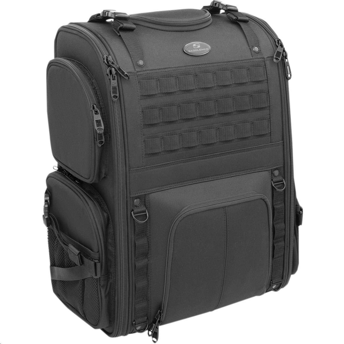 Saddlemen S3500 Tactical Sissy Bar Street Motorcycle Tail Bag - Black, One Size - Perfect for Harley Davidson & Cruiser Bikes, Road Trips & Daily Commuting