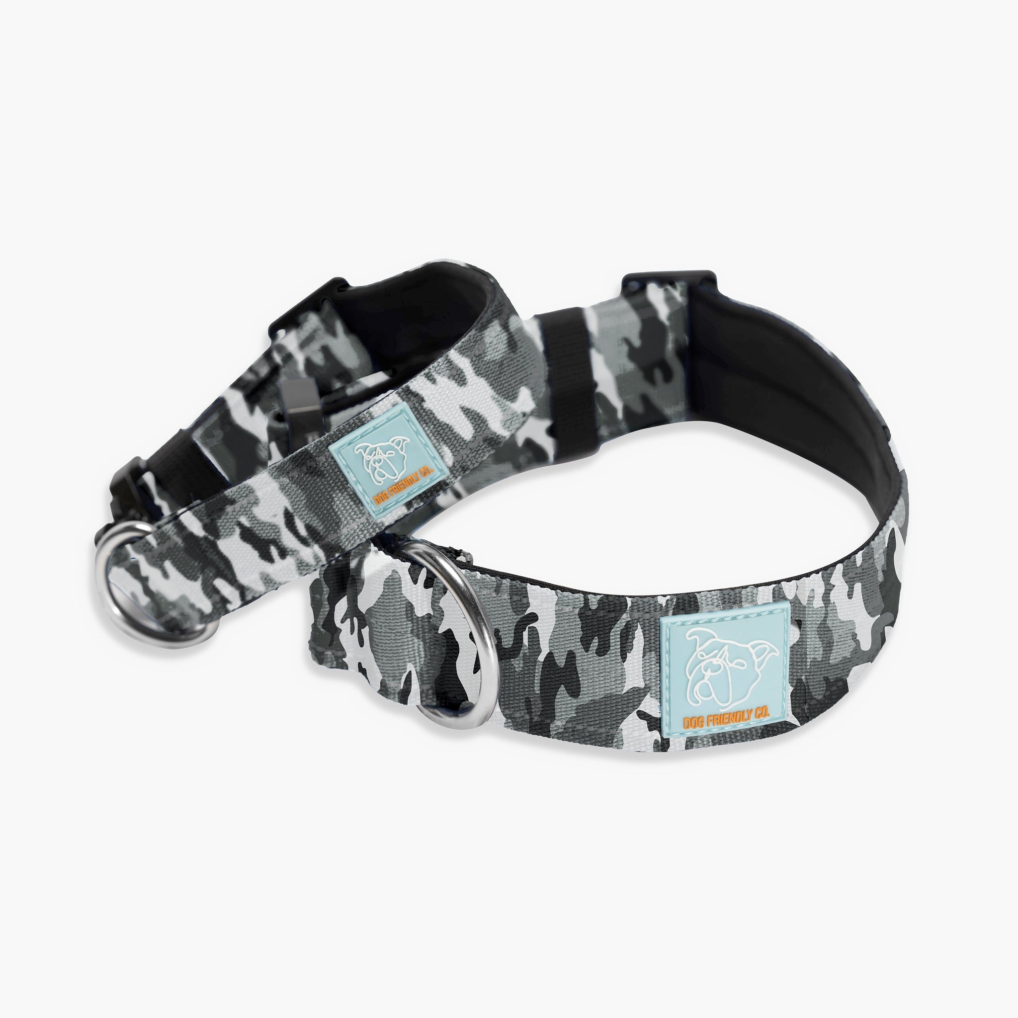Tactical Dog Collar - Heavy Duty Nylon Military Style with Grey Camouflage - Perfect for Outdoor Adventures, Hiking & Training - Adjustable & Durable Pet Collar for Medium & Large Dogs