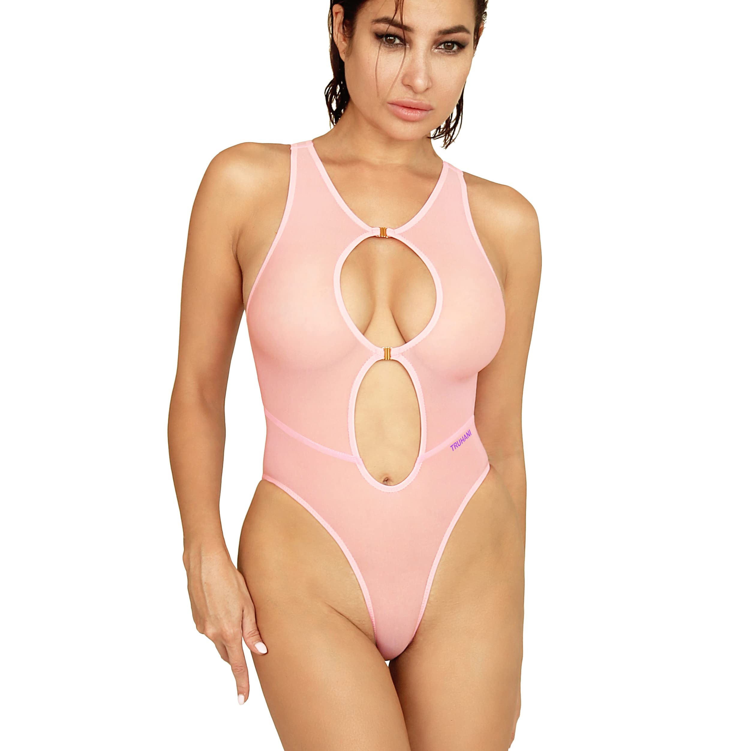 Sexy High Waisted One Piece Swimsuit - Sheer See Through Monokini with High Cut Leg - Perfect for Beach, Pool Party & Summer Vacation