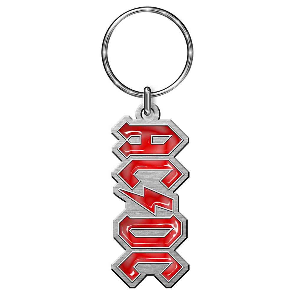 Premium AC/DC Band Logo Metal Keychain - Heavy Duty Cast Alloy Key Ring for Rock Music Fans & Gift Ideas