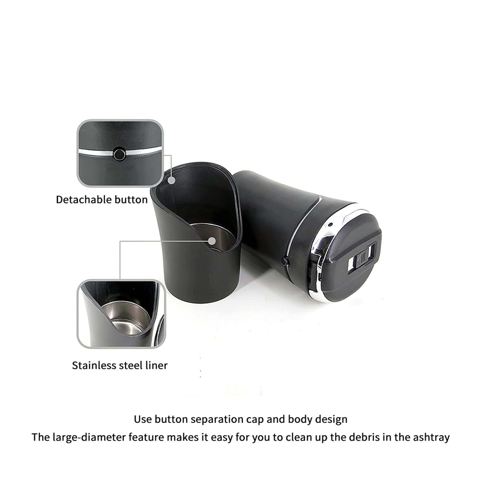 Windproof Car Ashtray with Lid & LED Light - Large Capacity Cigarette Ashtray for Cars, Odor-Free Smoking Accessory with Cup Holder | Perfect for Road Trips, Commuting & Smokers On-The-Go