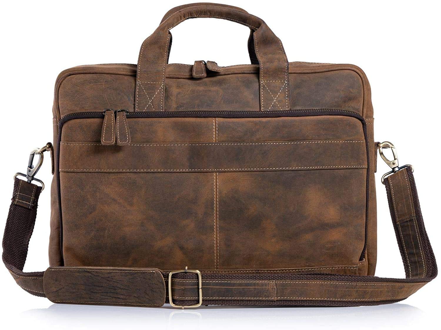 Premium 18 Inch Leather Laptop Briefcase for Men & Women - Professional Messenger Bag for Office, Business & Travel - Durable Satchel for Work, Commuting & Business Meetings