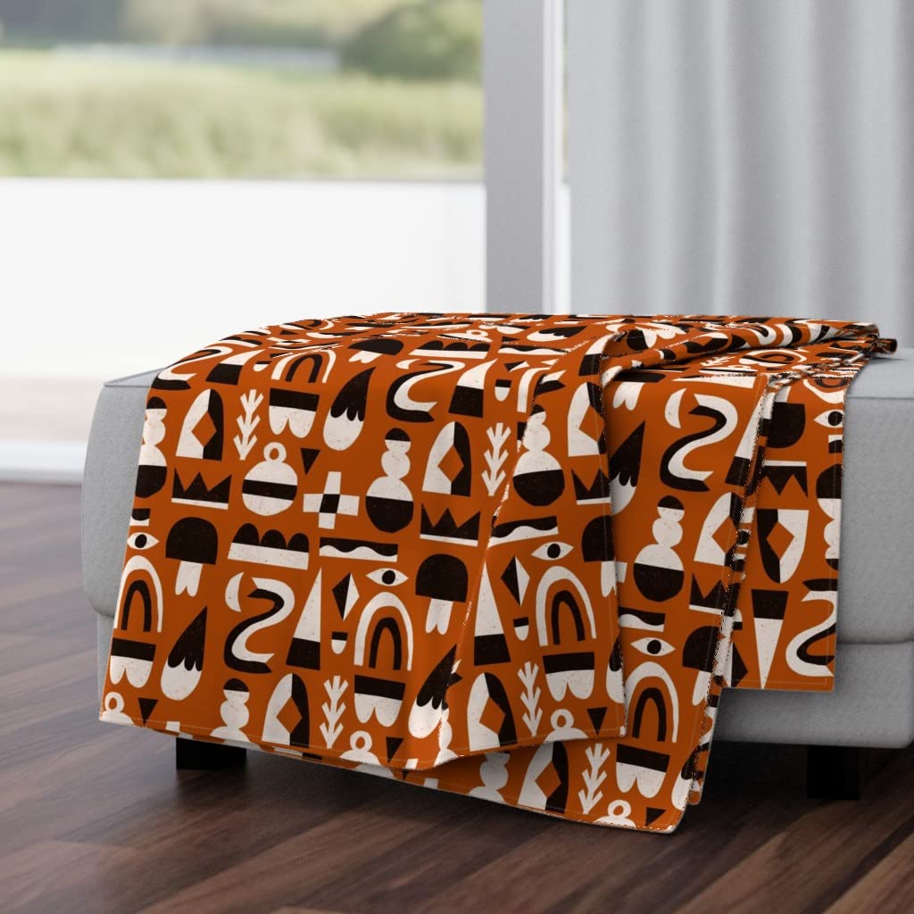 Soft Plush Minky Throw Blanket 50x70 Inches - Abstract Winter Holiday Design, Rust Festive Christmas Print for Cozy Home Decor | Perfect for Sofa, Bed & Gift Giving