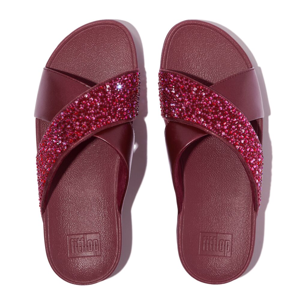 FitFlop Lulu Crystal Mix Slide Sandals for Women - Comfortable Orthopedic Flip Flops with Arch Support | Perfect for Beach, Pool, and Summer Vacations