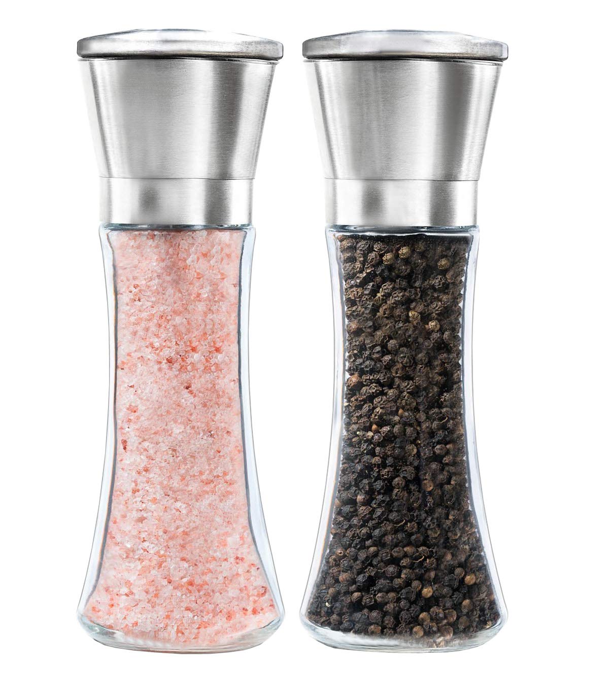 Premium Stainless Steel Salt and Pepper Grinder Set of 2 - Adjustable Coarseness, Ceramic Blades - Perfect for Kitchen, Dining Table & Gift Giving - Ideal for Home Cooking, Restaurants & Spice Lovers