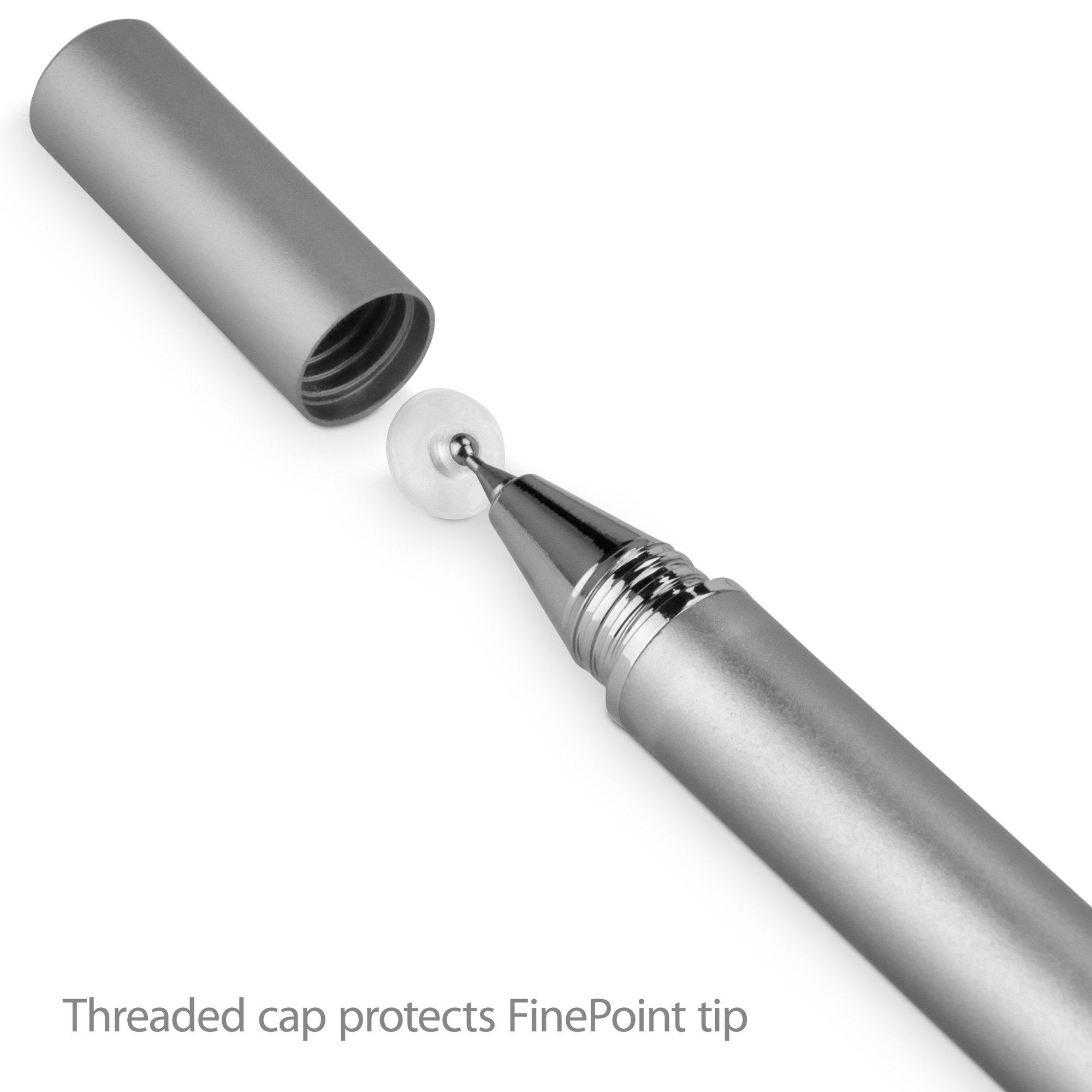 BoxWave FineTouch Capacitive Stylus Pen for Acer Spin 1 (SP111-33) - Ultra Precise Metallic Silver Stylus - Perfect for Drawing, Note-Taking & Touchscreen Devices