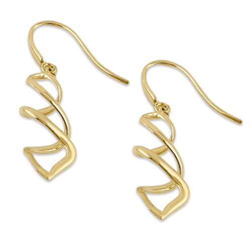 14K Yellow Gold Triple Twist Dangle Earrings for Women - Elegant & Timeless Jewelry for Parties, Weddings & Everyday Wear