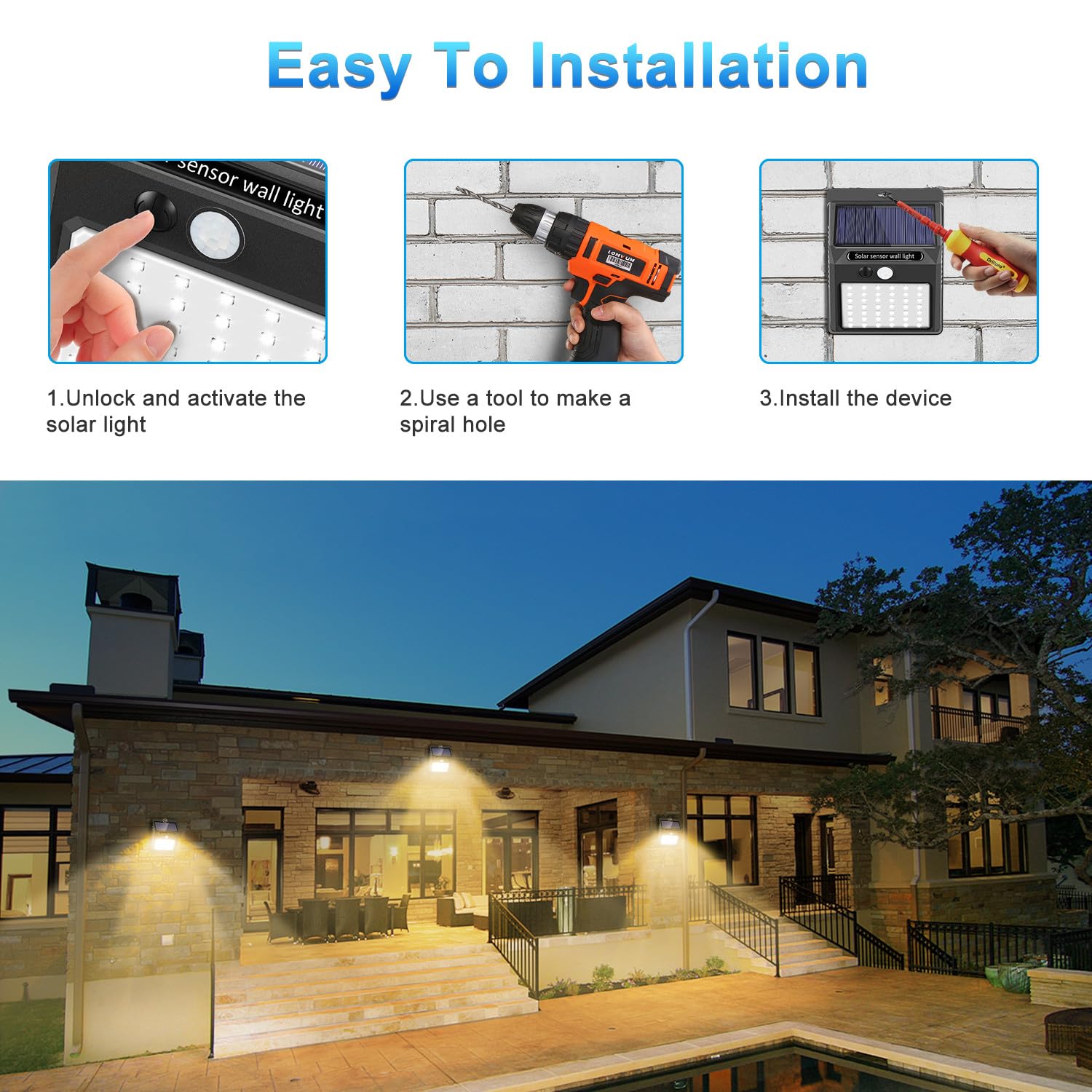 6 Pack Solar Motion Sensor Outdoor Lights - IP65 Waterproof Solar Fence Lights with 3 Lighting Modes (Warm White) for Garden, Pathway, Yard & House Security | Weatherproof Solar Powered Landscape Lighting