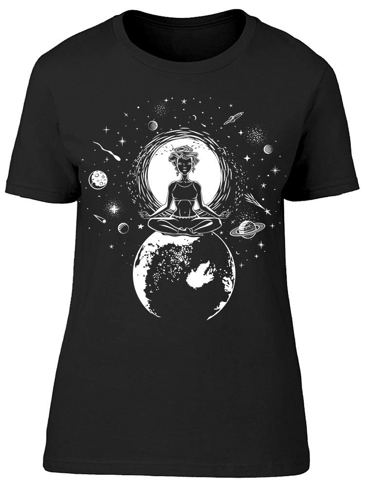 Smartprints Space Meditation T-Shirt for Women - Comfortable Yoga & Relaxation Wear for Mindfulness and Daily Meditation