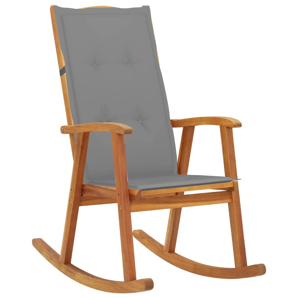 Premium Outdoor Lounge Rocking Chair - Portable Freestyle Rocker with Cushions, Solid Acacia Wood (22.4