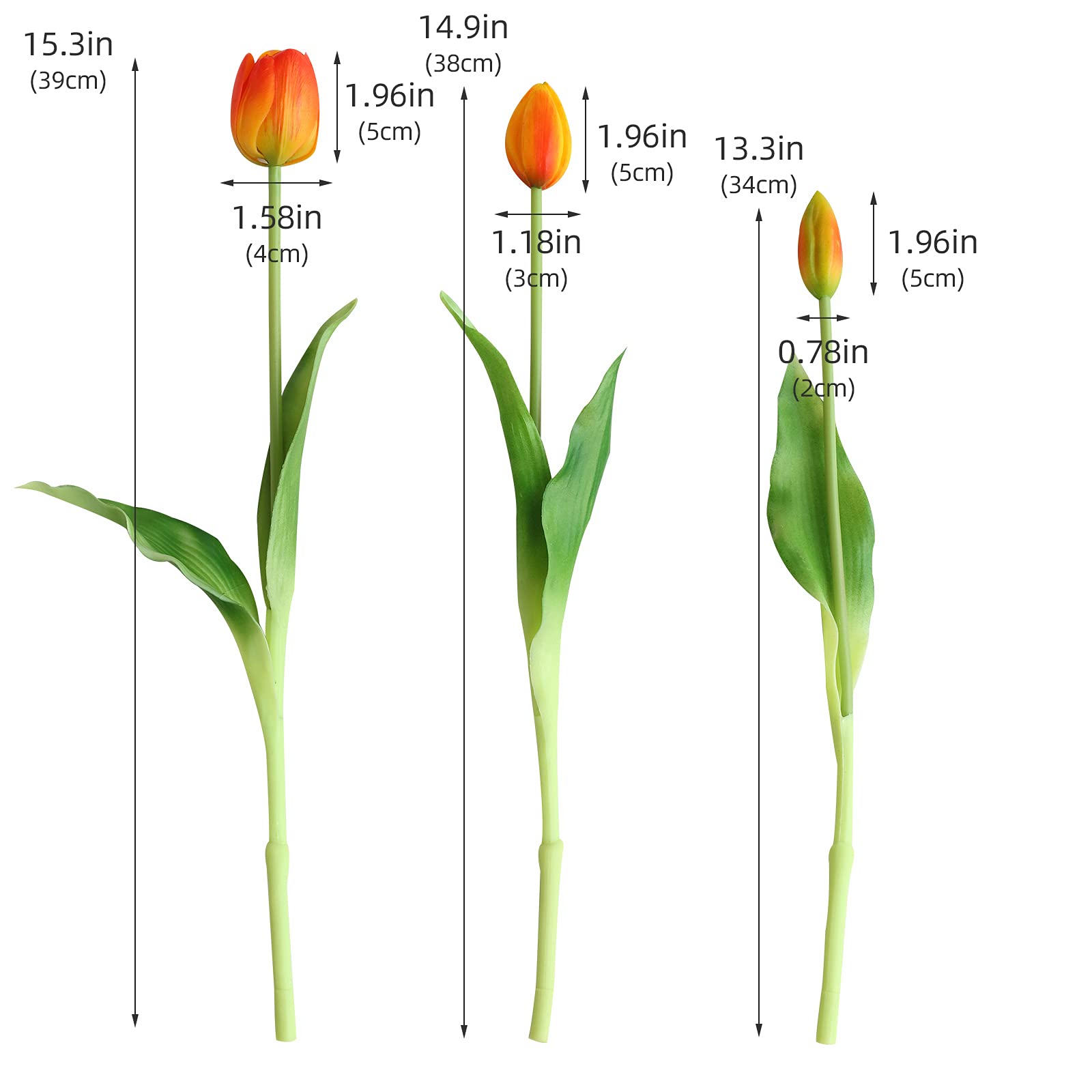 20pcs Real Touch Artificial Tulips Flowers - Faux Latex Tulip Bouquet with Gift Box for Wedding, Party, Home & Room Decoration (Orange) - Perfect for Centerpieces, Tablescapes & Seasonal Displays