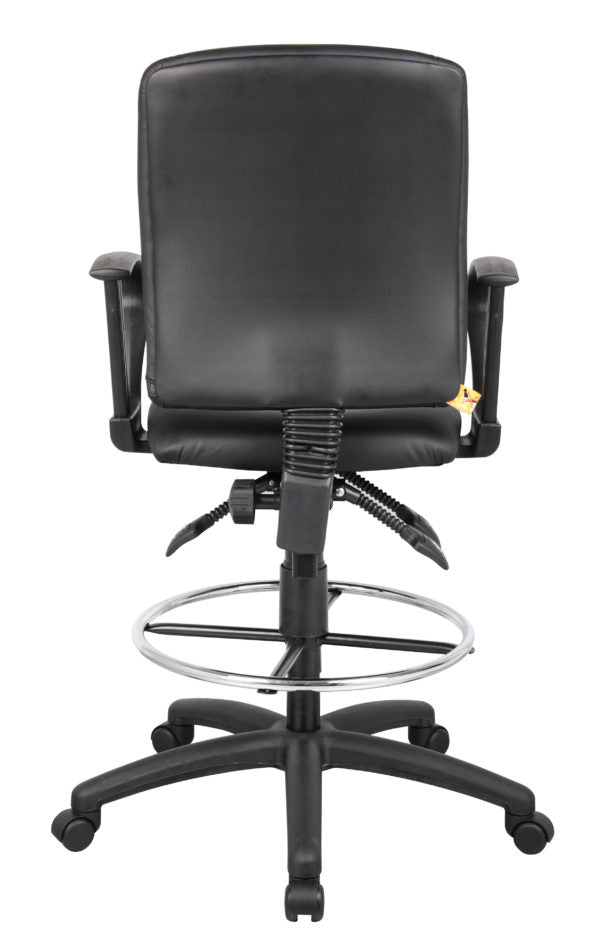 Boss Drafting Stool with Black Leather Seat - Adjustable Height Office Chair (Models B1645, B1646, B1647) - Perfect for Architects, Artists & Home Office Workspaces