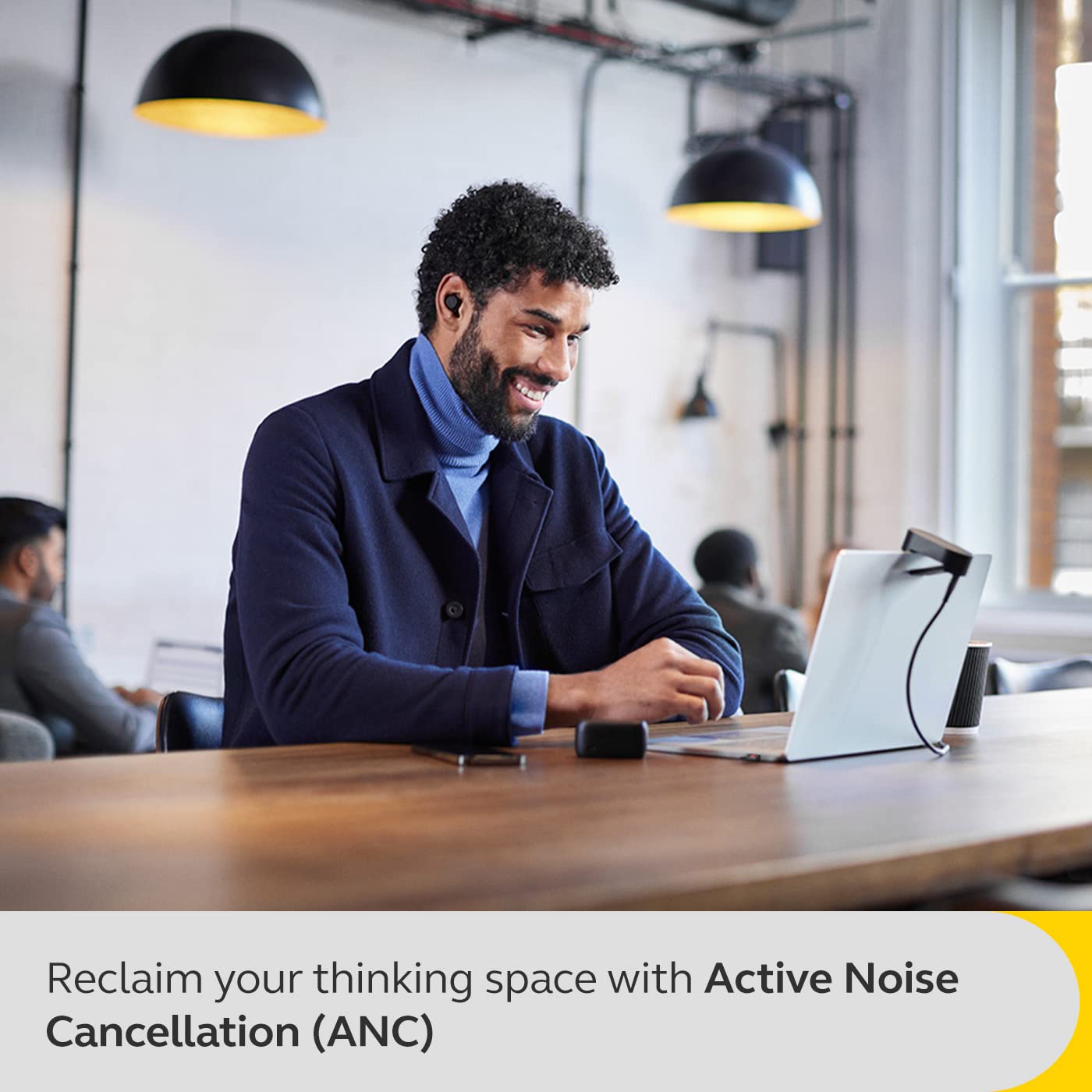 Jabra Evolve2 Buds True Wireless Bluetooth Earbuds with Active Noise Cancellation - MultiSensor Voice Technology & Wireless Charging - Certified for Zoom/Teams Meetings - Perfect for Remote Work & Business Calls - Black