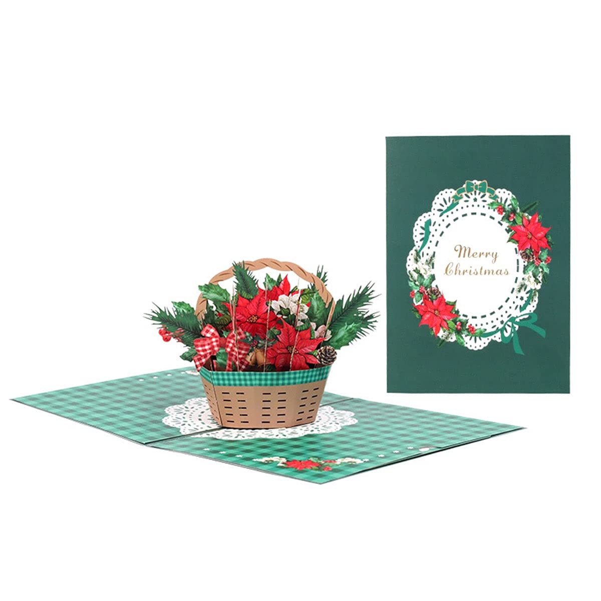 3D Pop-Up Christmas Greeting Cards Set of 5 - Festive Holiday Cards for Christmas, Thanksgiving & New Year Parties - Perfect for Family Gatherings, Office Celebrations & Seasonal Wishes