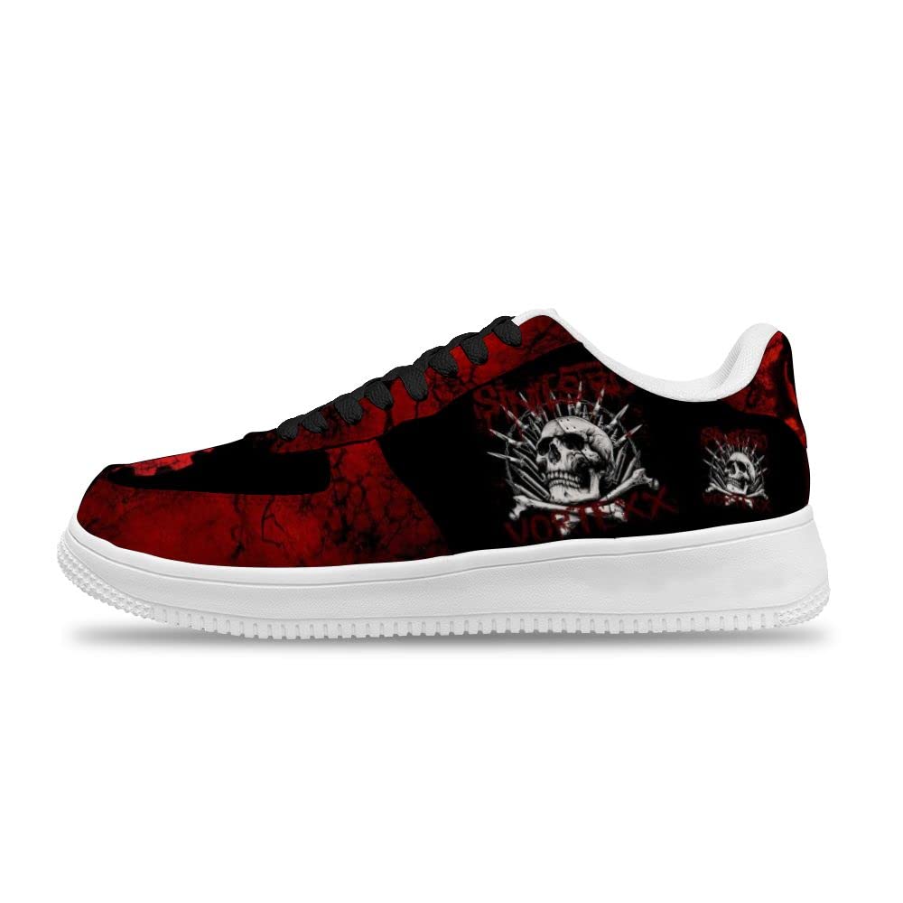 Customized Death Skull Red Black Air Force Sneakers for Men & Women - Fashionable Sports Shoes with Cool Animation Design - Perfect for Streetwear, Casual Outfits, and Anime-Themed Events