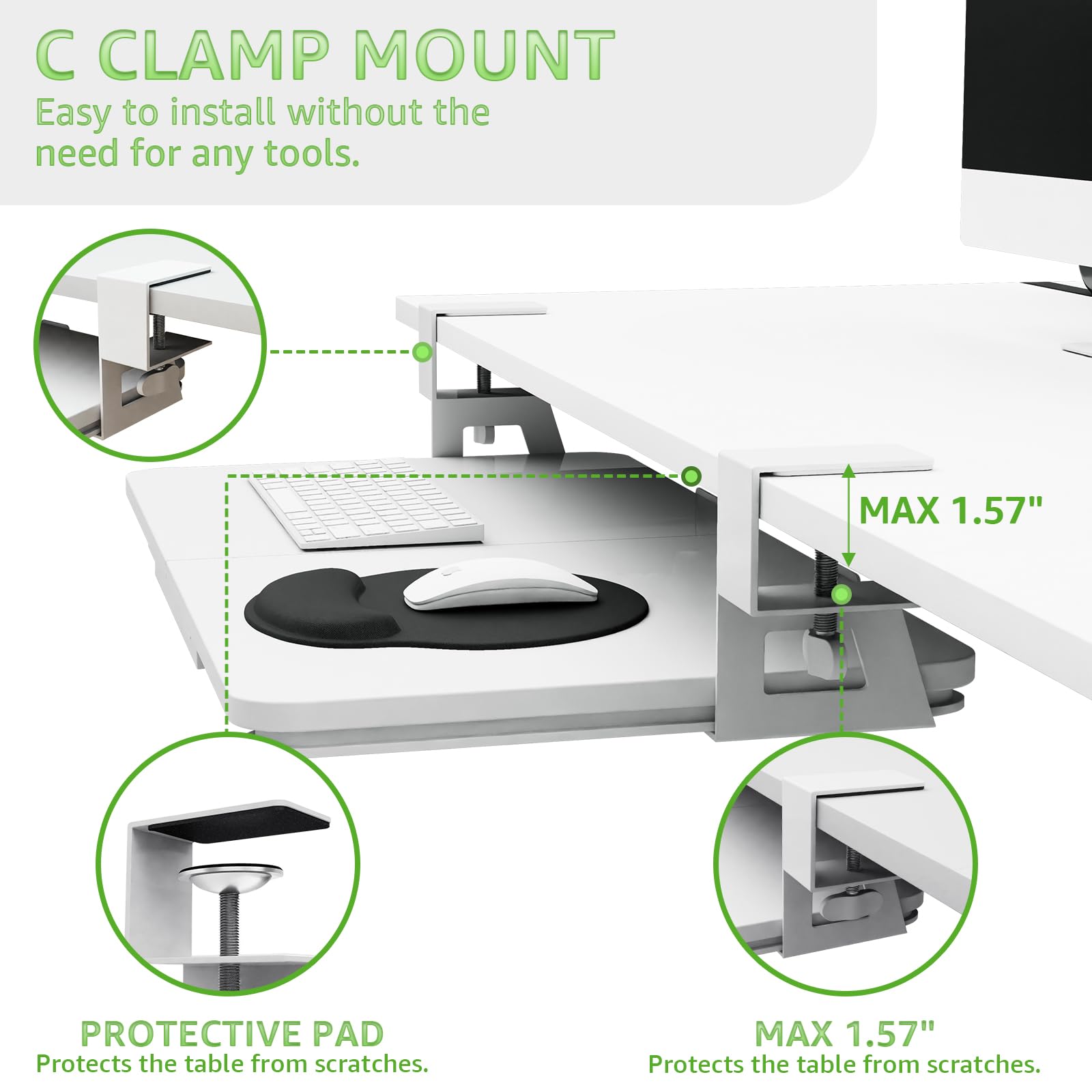 Large Under Desk Keyboard Tray - 26.77x11.81