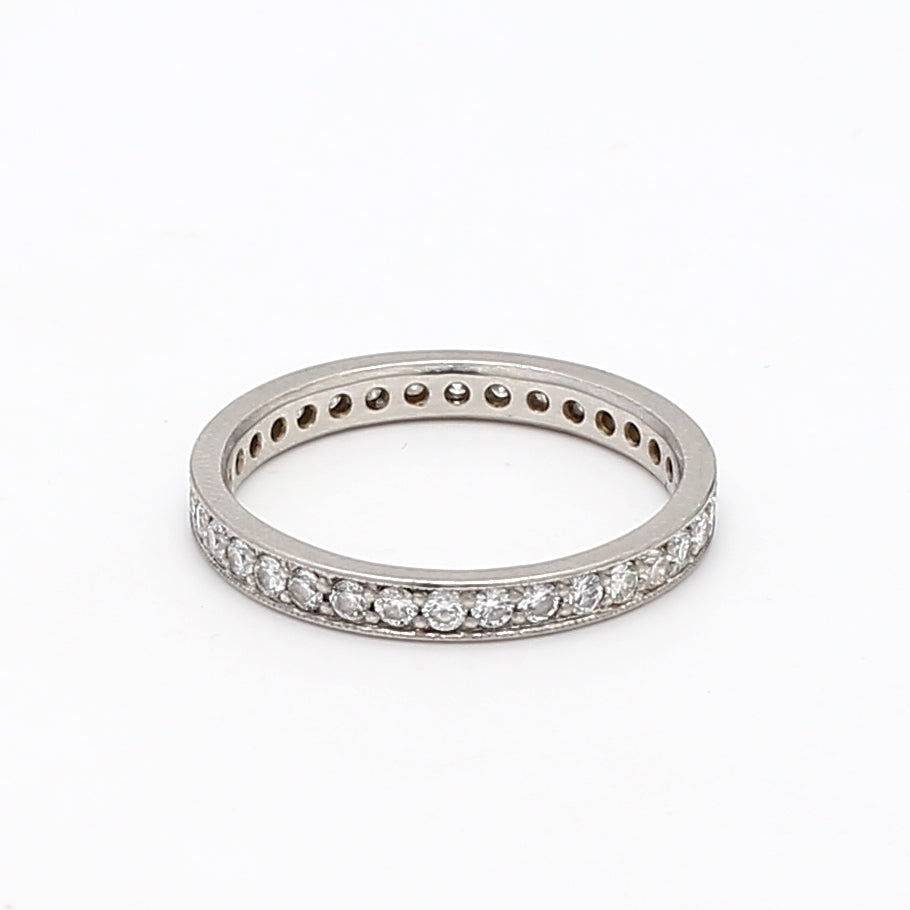 0.64 Carat Round Brilliant F VS1 Diamond Platinum Wedding Band Ring - Perfect for Engagement, Anniversary & Special Occasions