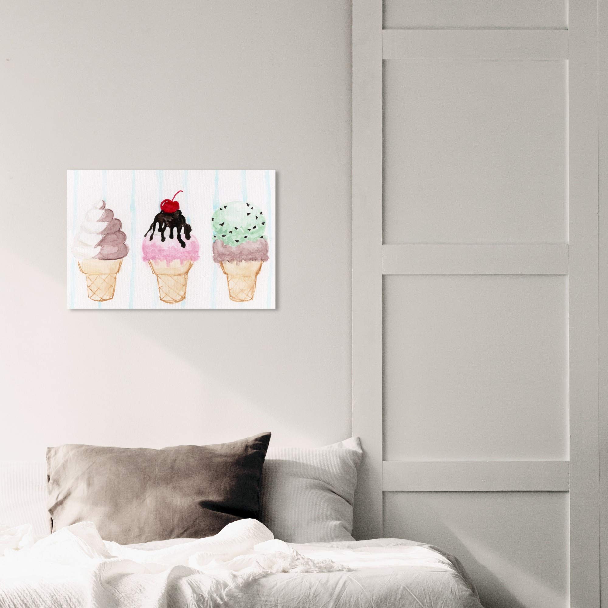 Wynwood Studio Ice Cream & Milkshakes Wall Art Canvas Print - 20x30 Inch Pink & White Food-Themed Home Decor for Kitchen, Diner, or Bedroom