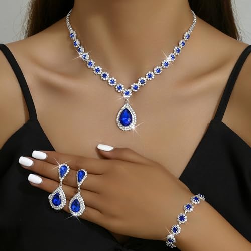 G: blue necklace earrings set