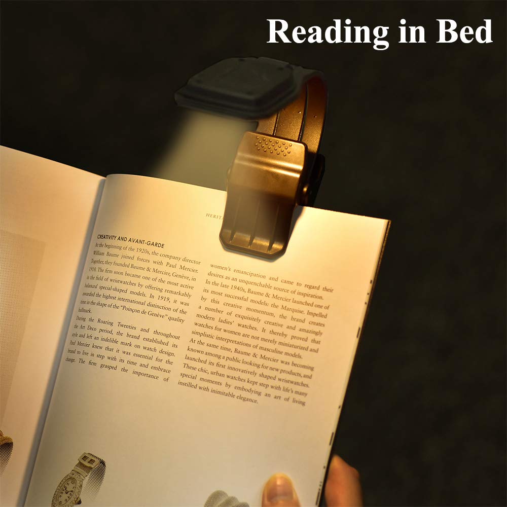 Rechargeable Book Light for Reading - 4 Brightness Levels, Eye-Care Warm Light, Flexible Neck Reading Lamp - Perfect for Bedtime Reading, Studying, Nighttime Use & Travel