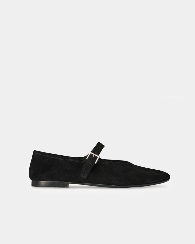 Black Suede Leather Ballet Flats for Women - Comfortable Slip-On Shoes for Work, Travel & Casual Wear