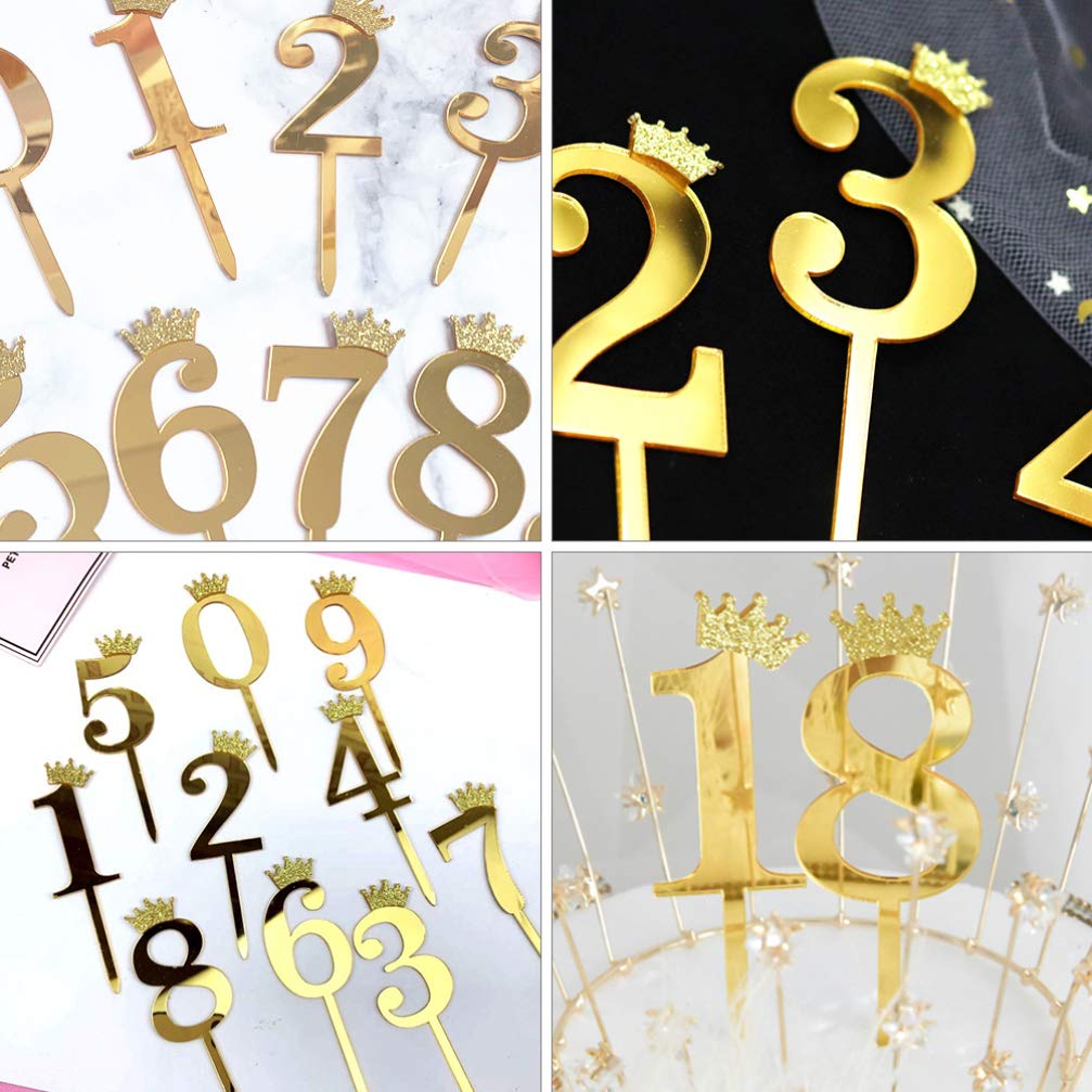 10pcs Acrylic Number Cake Toppers - Reusable Digital Cake Inserts, Cupcake Toppers & Cake Decorations for Birthday, Wedding, Anniversary Parties (Perfect for DIY Cake Decorating)