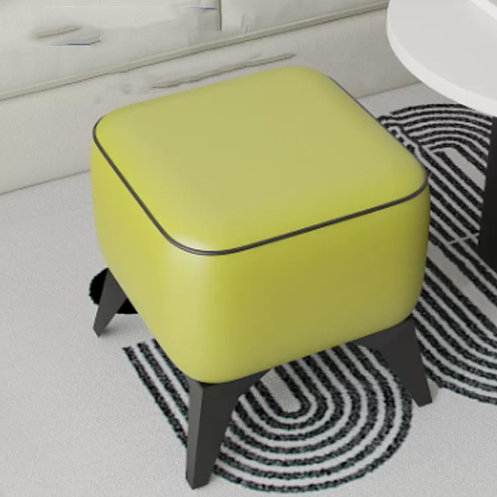 Comfortable Oval Stool with Berber Fleece - Green Sofa Stool for Living Room, Office, Bedside & Shopping Mall | Perfect for Changing Shoes, Resting & Clothing Stores